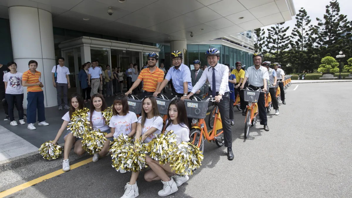 竹科管理局首度引進YouBike,成為全國第一座有「微笑單車」進駐的科學園區。(圖/新竹市政府提供)