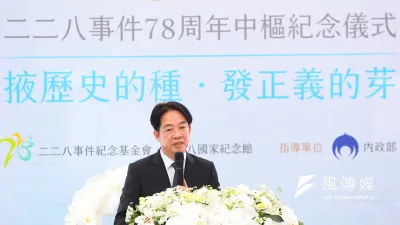 總統賴清德28日出席「二二八事件78周年中樞紀念儀式」。(顏麟宇攝)