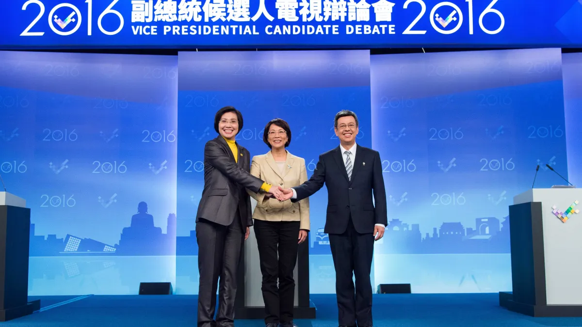 2016副總統候選人電視辯論會場景。(主辦單位三立電視台提供)