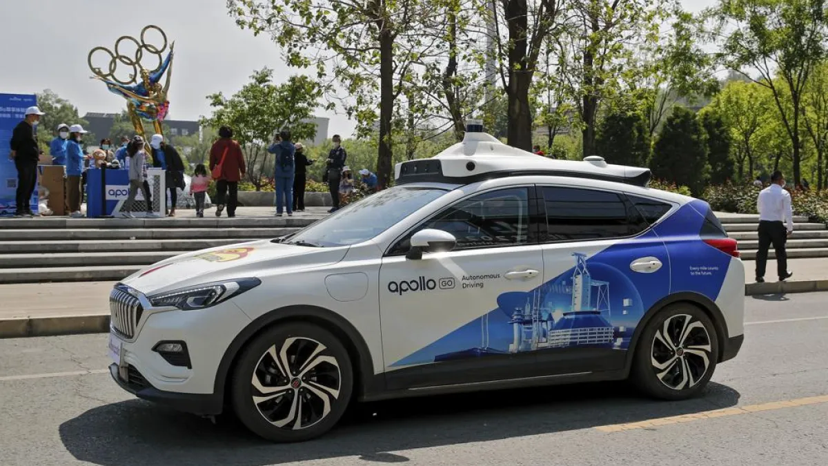 2020年,中國網路巨擘百度(Baidu)宣佈在北京正式開放自動駕駛計程車服務Apollo Go。(AP)