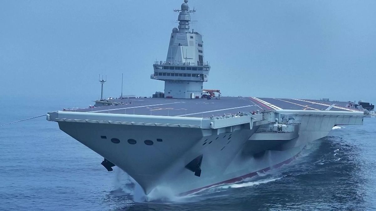 中國大陸航空母艦福建艦完成第八次海試。(資料照,影片截圖) 中國大陸航空母艦福建艦完成第八次海試。(資料照,影片截圖)