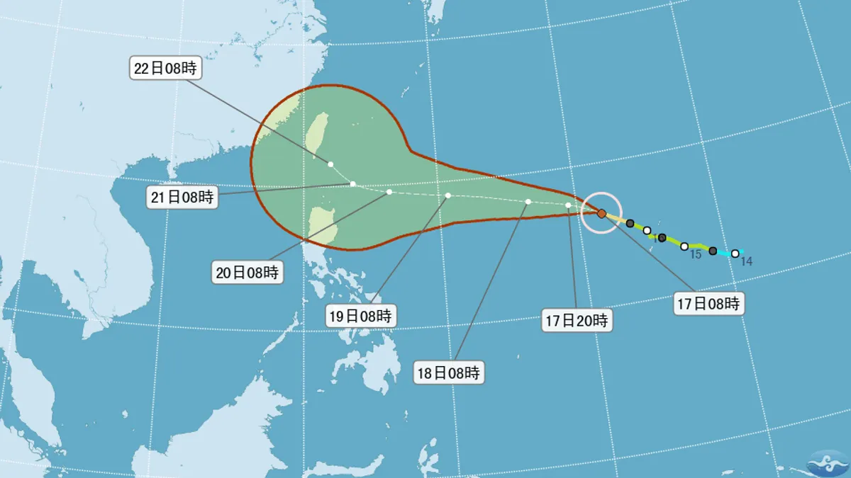天鵝颱風是否侵襲台灣,各國預測分歧,氣象局表示週五將會是關鍵。(圖片取自中央氣象局)