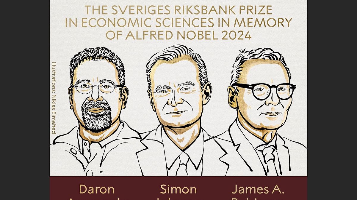 2024年諾貝爾經濟學獎得主艾塞默魯(Daron Acemoglu)、強生(Simon Johnson)、羅賓森(James A. Robinson)。(翻攝諾貝爾獎官網) 2024年諾貝爾經濟學獎得主艾塞默魯(Daron Acemoglu)、強生(Simon Johnson)、羅賓森(James A. Robinson)。(翻攝諾貝爾獎官網)