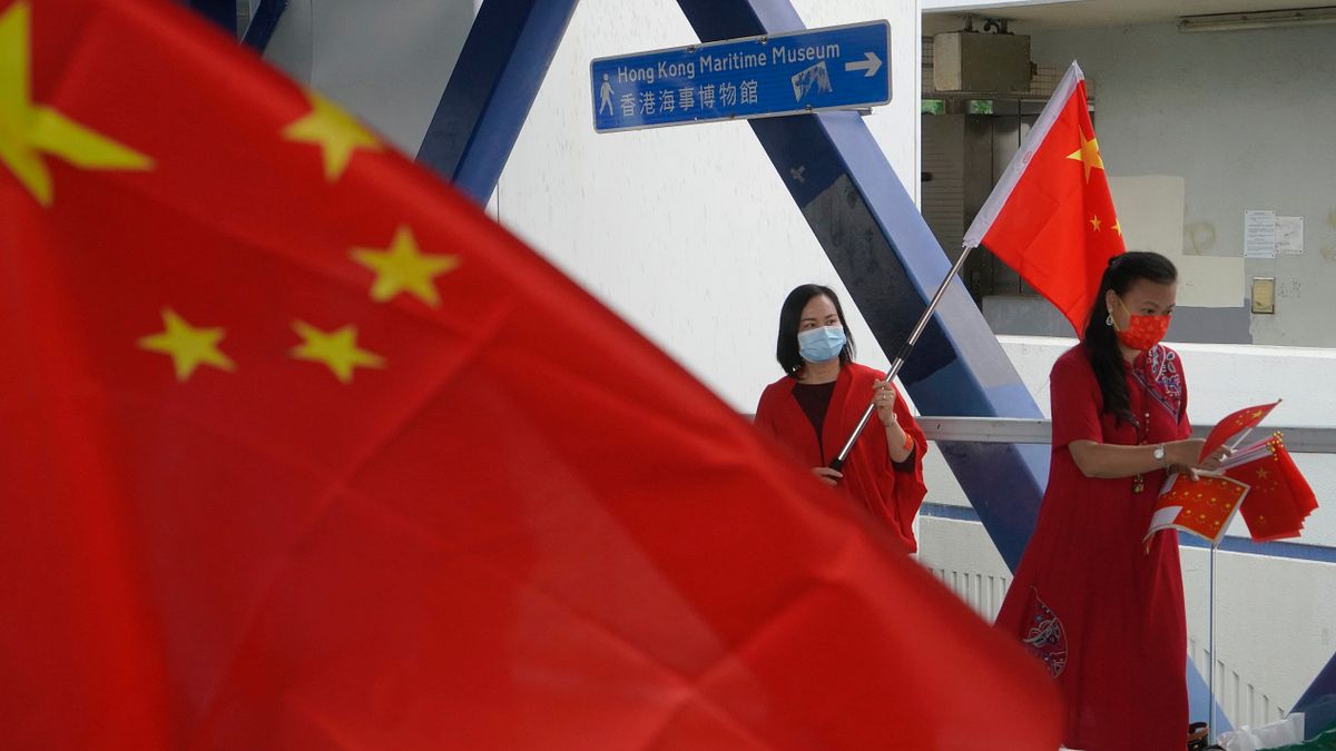 2021年4月15日,《港區國安法》通過後香港首度舉行中國「國家安全教育日」。(AP) 2021年4月15日,《港區國安法》通過後香港首度舉行中國「國家安全教育日」。(AP)