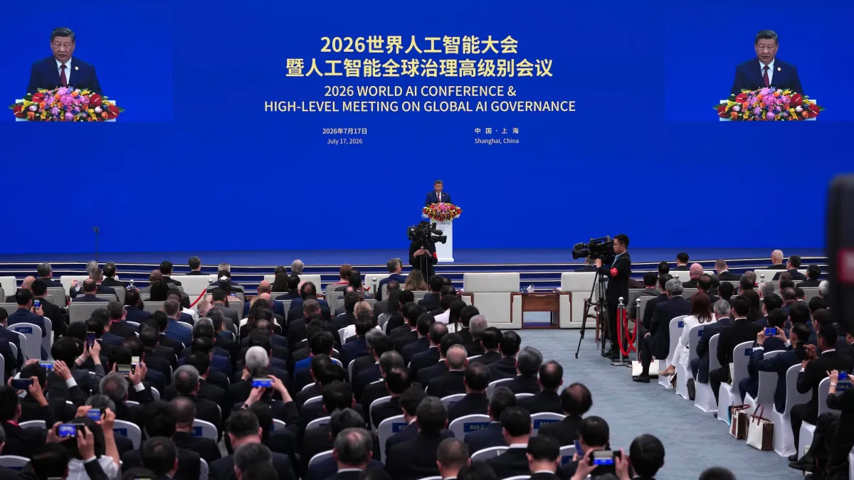 2026年7月17日,中國國家主席習近平出席2026世界人工智能大會暨人工智能全球治理高級別會議。(美聯社)