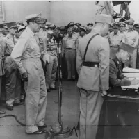 That Hsu Yung-chang represented China aboard the USS Missouri was not a foregone conclusion — the indispensable backing of General MacArthur made it possible. (U.S. National Archives, courtesy of the author) That Hsu Yung-chang represented China aboard the USS Missouri was not a foregone conclusion — the indispensable backing of General MacArthur made it possible. (U.S. National Archives, courtesy of the author)