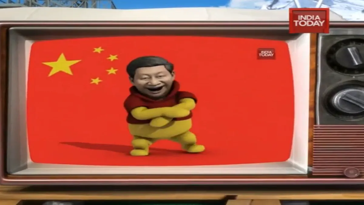 印度媒體製作習近平扮成小熊維尼大跳「江南Style」的宣傳片。 印度媒體製作習近平扮成小熊維尼大跳「江南Style」的宣傳片。