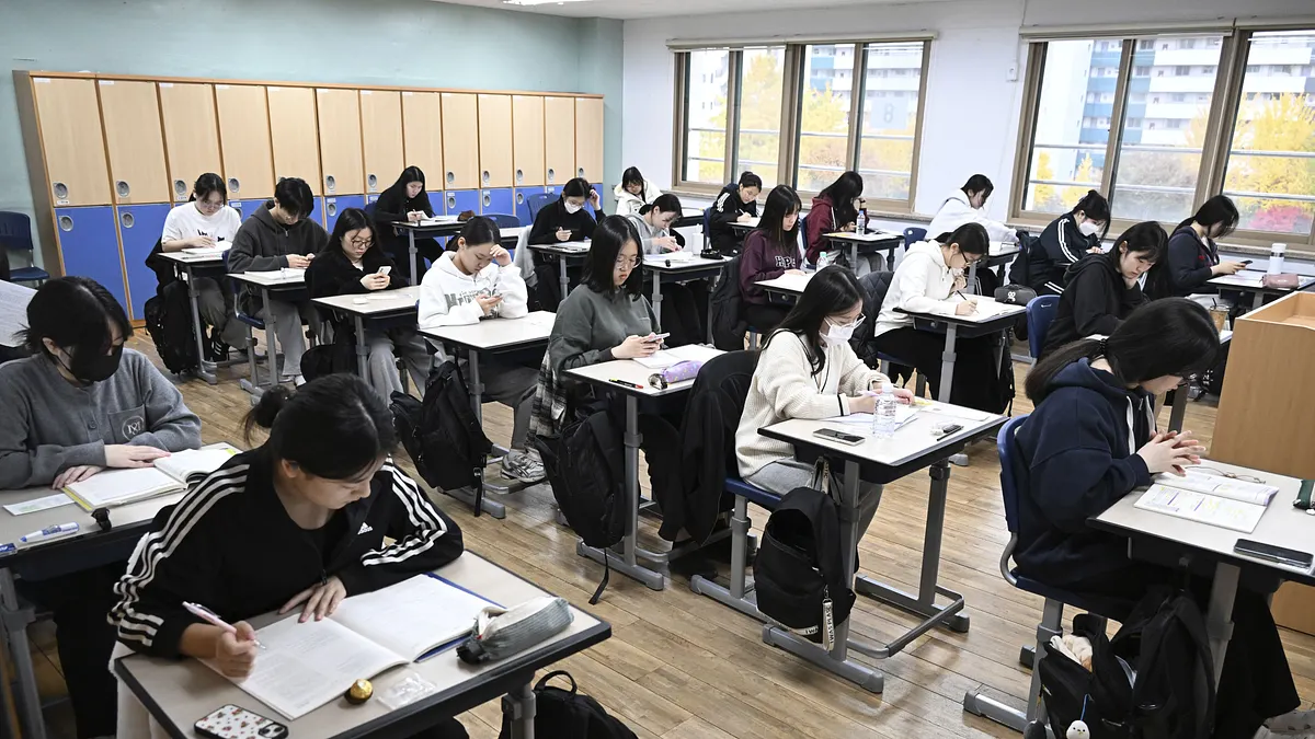 韓国の大学入試の様子。(写真/AP通信) 韓国の大学入試の様子。(写真/AP通信)