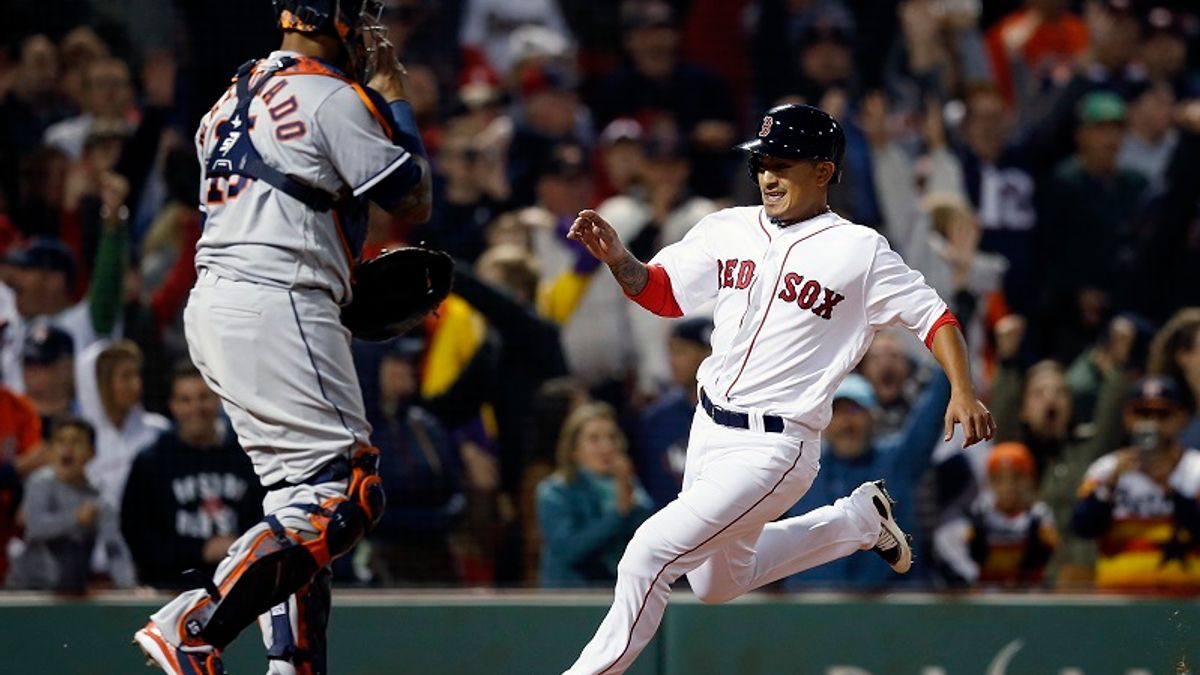 台灣好手林子偉9局下接替2壘上跑者馬丁尼茲代跑,並靠著莫蘭的關鍵安打順利跑回再見分,終場紅襪6-5太空人免於系列賽被橫掃。(美聯社) 台灣好手林子偉9局下接替2壘上跑者馬丁尼茲代跑,並靠著莫蘭的關鍵安打順利跑回再見分,終場紅襪6-5太空人免於系列賽被橫掃。(美聯社)