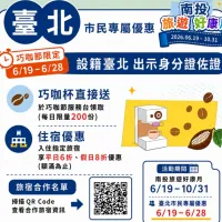 「南投旅遊好康月」消費有效期限提早自6/19巧咖節開幕同步。(圖/南投縣政府) 「南投旅遊好康月」消費有效期限提早自6/19巧咖節開幕同步。(圖/南投縣政府)