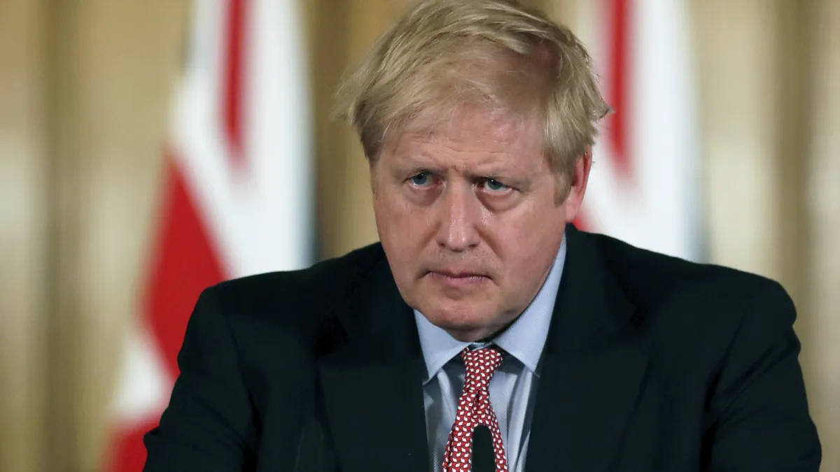 2020年3月12日,武漢肺炎(新冠肺炎)疫情侵襲英國,首相強森(Boris Johnson)說明疫情(AP)