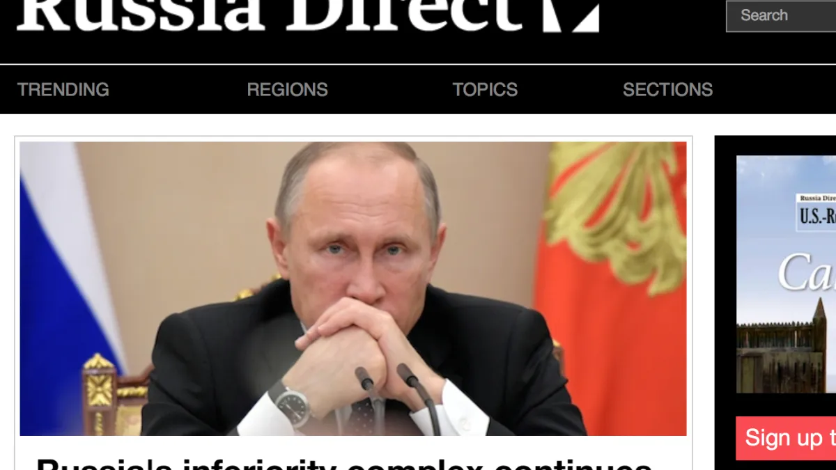 由俄國政府資助的新媒體《透視俄羅斯》(Russia Direct)。