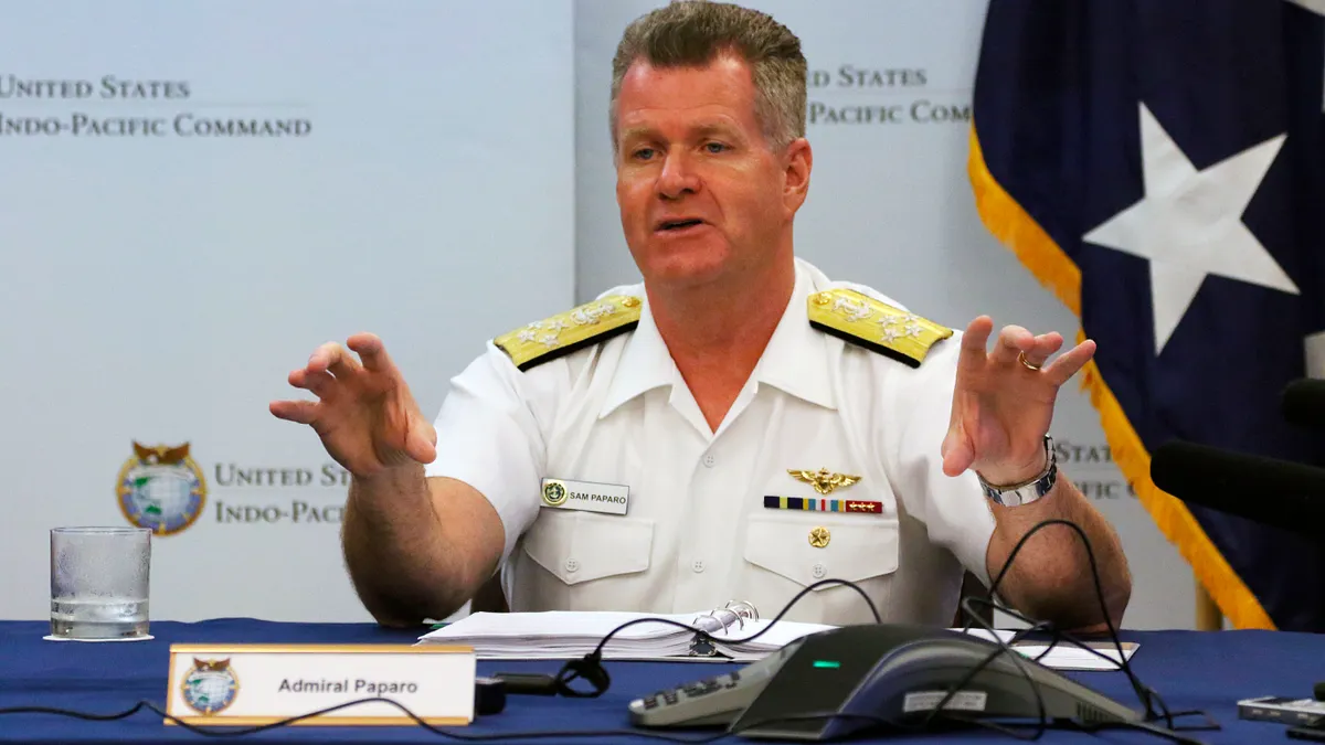 美國印太司令部司令、海軍上將薩姆.帕帕羅指出,美方在中東戰場展現的軍事能力與決心,將直接影響北京對美國戰略意志的評估。(資料照,美聯社)