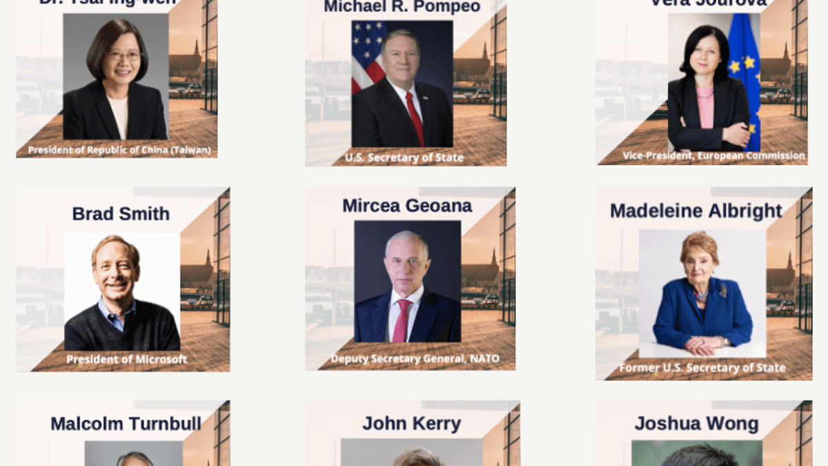 總統蔡英文及香港民主運動者黃之鋒,今年皆受邀在「哥本哈根民主高峰會」演講,與美國國務卿蓬佩奧(Mike Pompeo)隔空同台。(取自哥本哈根民主高峰會官網) 總統蔡英文及香港民主運動者黃之鋒,今年皆受邀在「哥本哈根民主高峰會」演講,與美國國務卿蓬佩奧(Mike Pompeo)隔空同台。(取自哥本哈根民主高峰會官網)