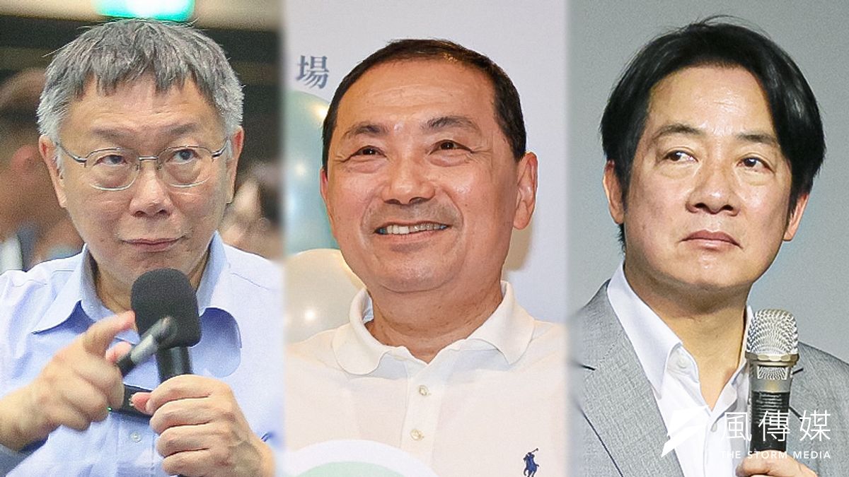 根據鋒燦民調公布的最新民調顯示,民進黨總統參選人賴清德(右)以26.6%居冠,民眾黨總統參選人柯文哲(左)則獲得24.2%支持度,國民黨總統參選人侯友宜(中)則以18.3%排名第三。(資料照,李梅瑛、柯承惠攝/影像合成:風傳媒) 根據鋒燦民調公布的最新民調顯示,民進黨總統參選人賴清德(右)以26.6%居冠,民眾黨總統參選人柯文哲(左)則獲得24.2%支持度,國民黨總統參選人侯友宜(中)則以18.3%排名第三。(資料照,李梅瑛、柯承惠攝/影像合成:風傳媒)