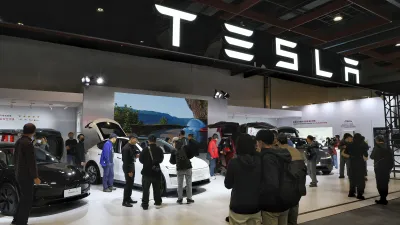 20261231-2026台北新車暨新能源車大展31日開幕,圖為特斯拉Tesla汽車。(柯承惠攝)