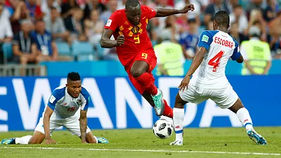 比利時在小組賽第一場,藉由前鋒盧卡古梅開二度的表現,輕鬆以3比0擊敗巴拿馬,取得小組賽的第一場勝利。(美聯社)