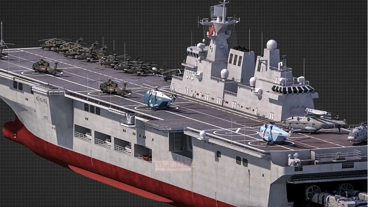 中國075型兩棲攻擊艦效果圖(圖源:@西葛西造艦軍事CG)