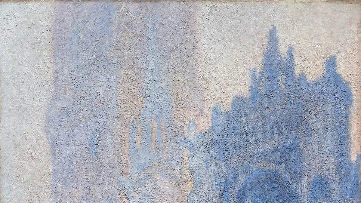 莫內的《魯昂大教堂(Rouen Cathedral Façade and Tour d'Albane)》,1894年,藏於波士頓美術館(圖/作者林意凡提供)