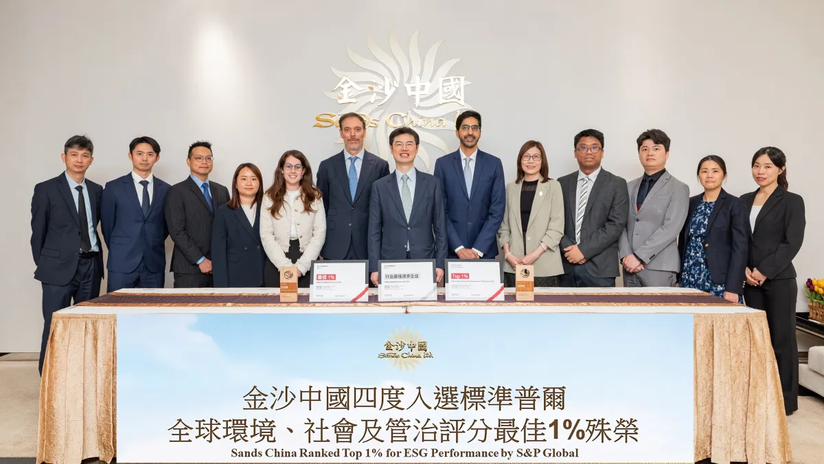 Sands China Recognised by S&P Global's Sustainability Yearbook for Fourth Consecutive Year