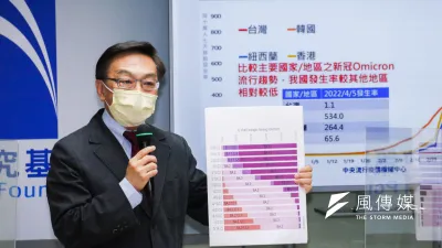 國民黨智庫召開「520蔡政府施政總檢討-超前部署的防疫政策在哪裡﹖」記者會,圖為召集人陳宜民。(蔡親傑攝)