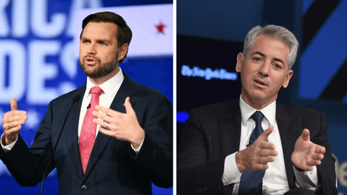 美國當選副總統范斯畢業於耶魯大學法學院,對沖基金行業的億萬富翁比爾·阿克曼畢業於哈佛,兩人都是知名的常春藤盟校批評者。(圖片來源:via華爾街日報) 美國當選副總統范斯畢業於耶魯大學法學院,對沖基金行業的億萬富翁比爾·阿克曼畢業於哈佛,兩人都是知名的常春藤盟校批評者。(圖片來源:via華爾街日報)