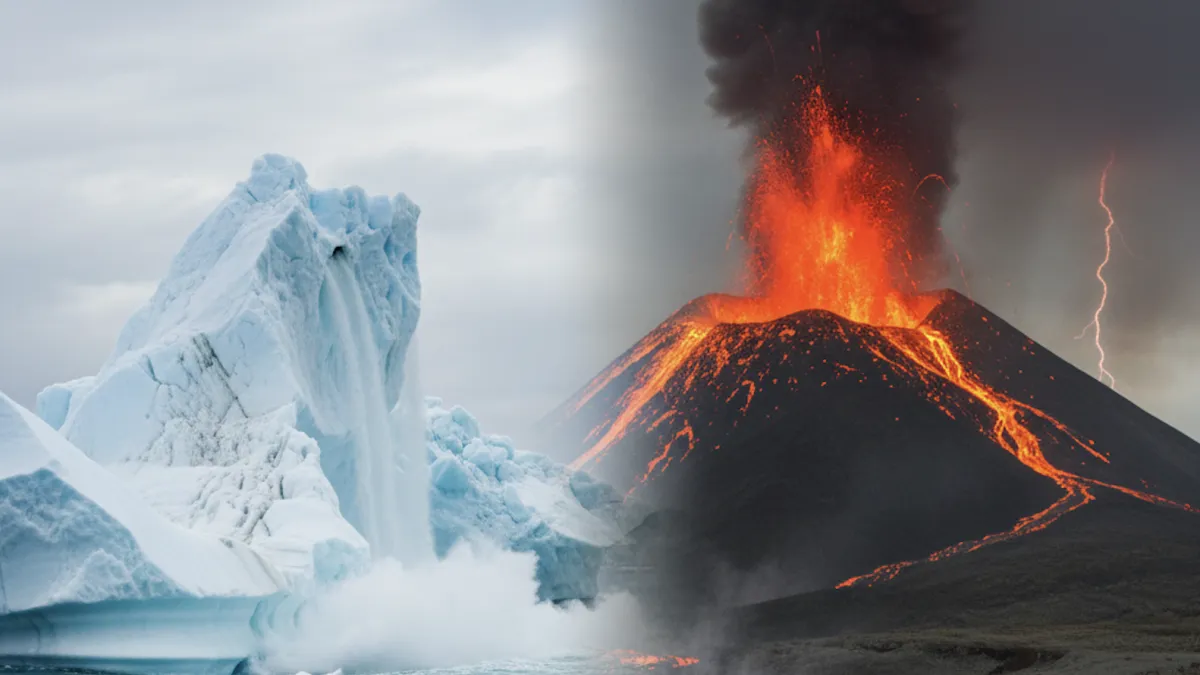 科學家研究發現,氣候變遷加速火山上的冰層融化,壓力釋放會導致岩石熔點下降,加速岩漿生成並湧向地表,觸發更猛烈的火山噴發。(來源:Gemini生成)