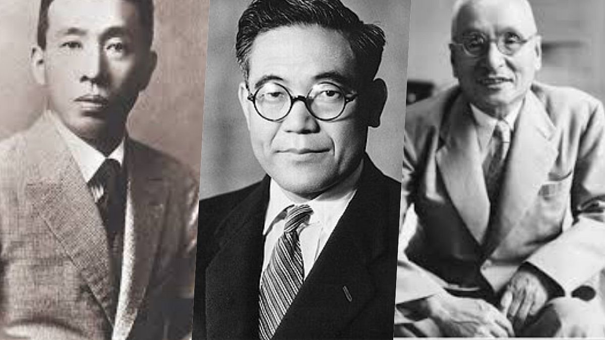 日本的企業家,在戰後撐起日本經濟的重擔。左起為三得利創始人鳥井信治郎、豐田汽車創始人豐田喜一郎、出光興業石油公司創始人出光佐三。(圖/想想論壇,風傳媒合成) 日本的企業家,在戰後撐起日本經濟的重擔。左起為三得利創始人鳥井信治郎、豐田汽車創始人豐田喜一郎、出光興業石油公司創始人出光佐三。(圖/想想論壇,風傳媒合成)