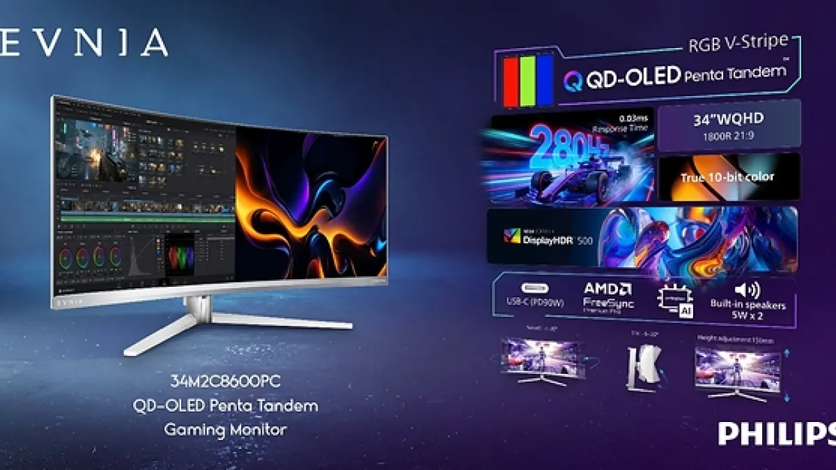 Play Without Limits, Create Without Compromise: Philips Evnia 34M2C8600PC Redefines the Gaming & Creator Workspace with Ultrawide QD-OLED Penta Tandem