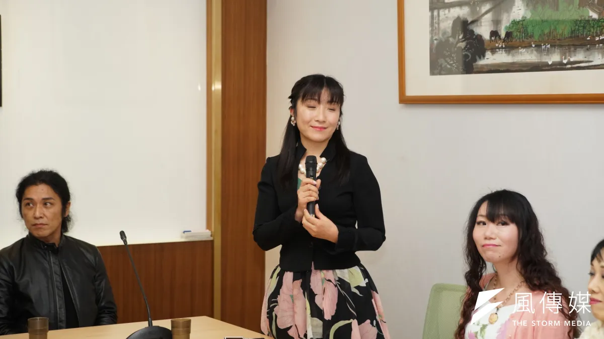 20180309-「日台共舞,花蓮加油」記者會,義演團隊增山女士發言。(盧逸峰攝)