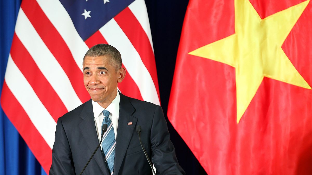 美國總統歐巴馬23日訪問越南。(美聯社) 美國總統歐巴馬23日訪問越南。(美聯社)