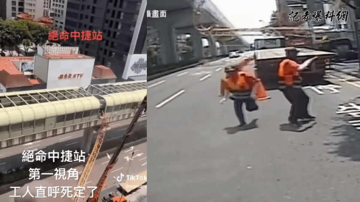 台中捷運意外工人視角影片曝光。(圖/翻攝自記者爆料網) 台中捷運意外工人視角影片曝光。(圖/翻攝自記者爆料網)