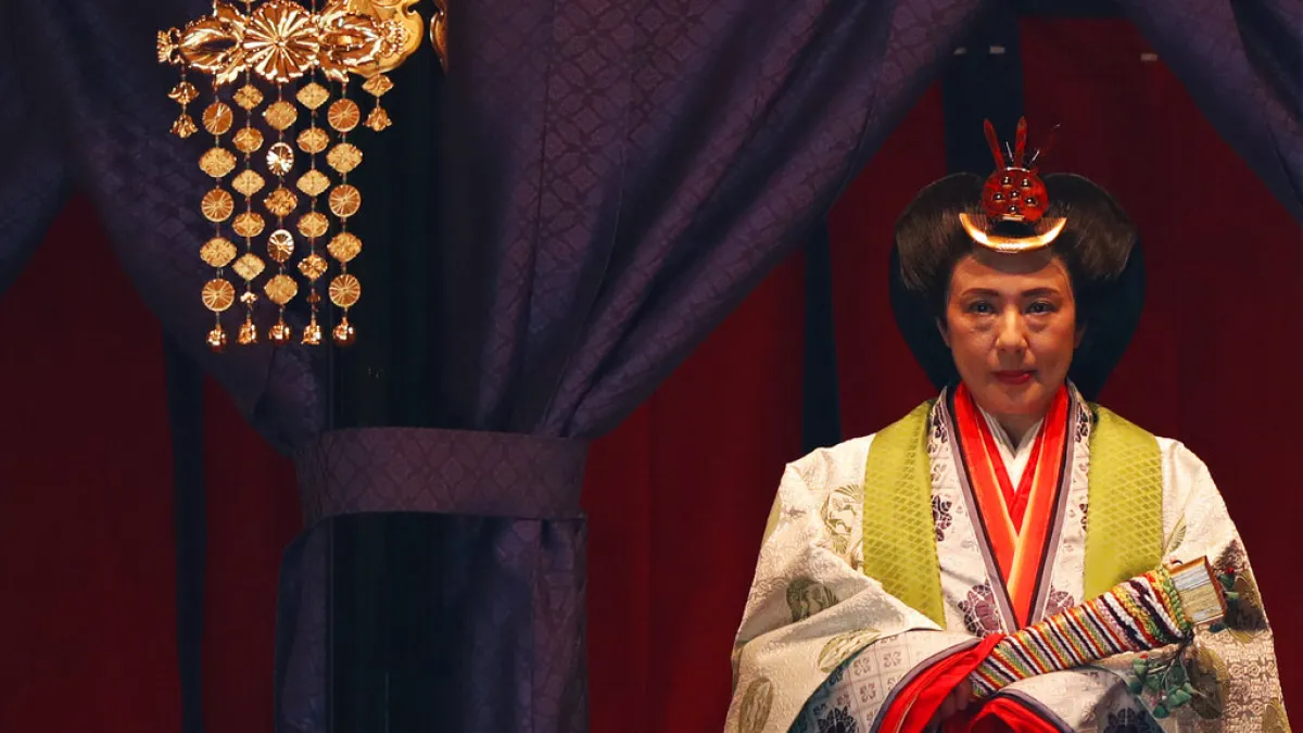 「即位禮正殿之儀」上的雅子皇后。(美聯社)