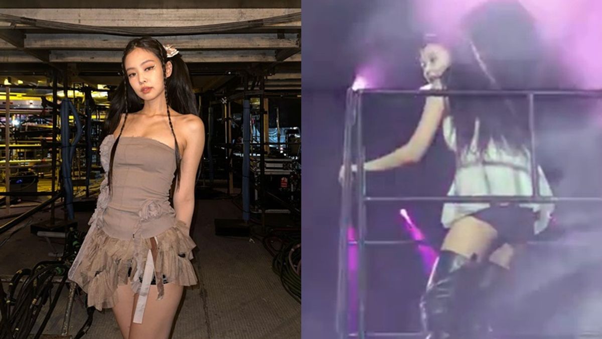 Jennie差點因欄杆鬆脫而摔下舞台。(圖/翻攝自IG、微博/jennierubyjane) Jennie差點因欄杆鬆脫而摔下舞台。(圖/翻攝自IG、微博/jennierubyjane)