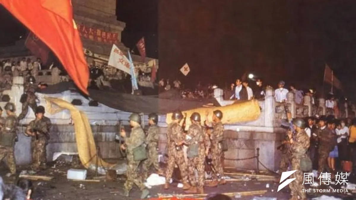 八九民運最後撤離的是紀念碑座底北側由外地上京聲援的學生們。(取自64memo.com)