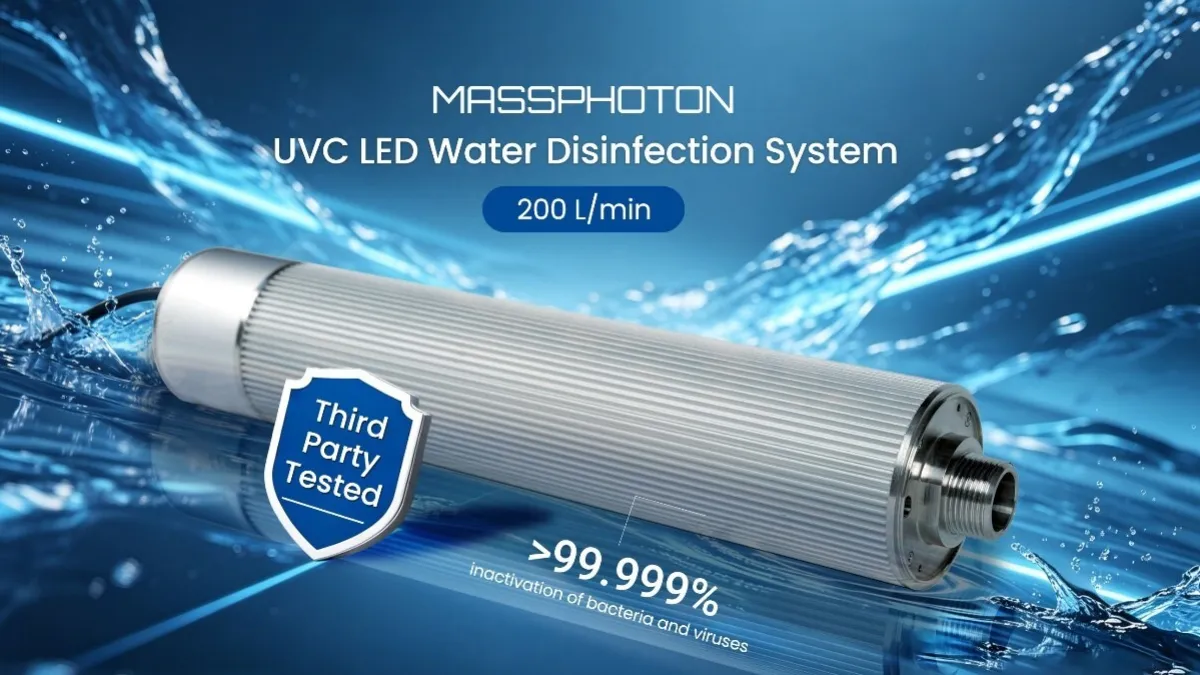 MASSPHOTON Launches the Industry's First 200 LPM UVC LED Water Disinfection System, Independently Certified for High-Flow Applications