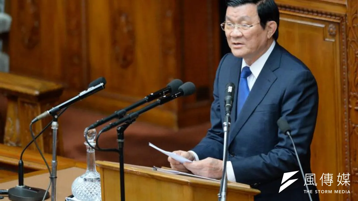 張晉創在日本眾議院發表演講。
