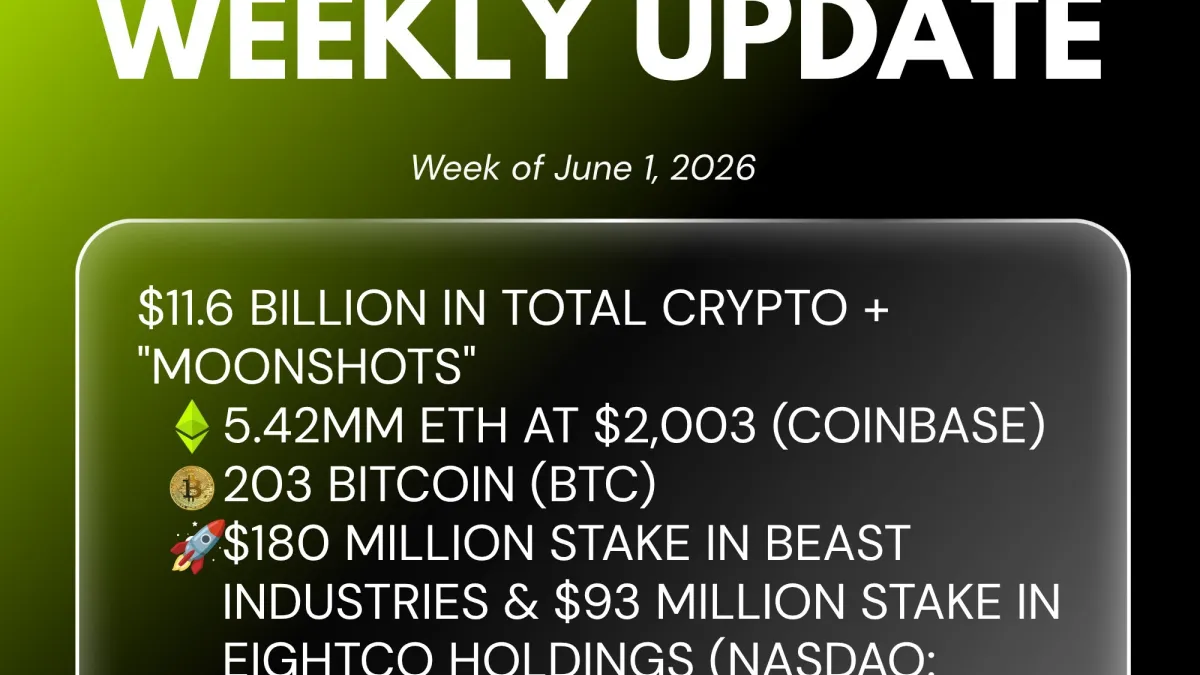 Bitmine Immersion Technologies (BMNR) Announces ETH Holdings Reach 5.42 Million Tokens, and Total Crypto and Total Cash Holdings of $11.6 Billion