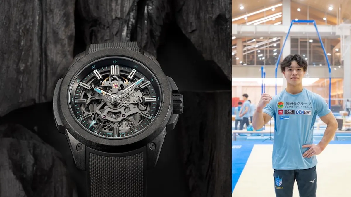 ノルケインが日本限定モデル「ワイルドワン スケルトン JP 42MM」を発表し、新アンバサダーとして体操男子の岡慎之助選手を迎えた。(写真/ノルケイン ジャパンPR事務局提供) ノルケインが日本限定モデル「ワイルドワン スケルトン JP 42MM」を発表し、新アンバサダーとして体操男子の岡慎之助選手を迎えた。(写真/ノルケイン ジャパンPR事務局提供)