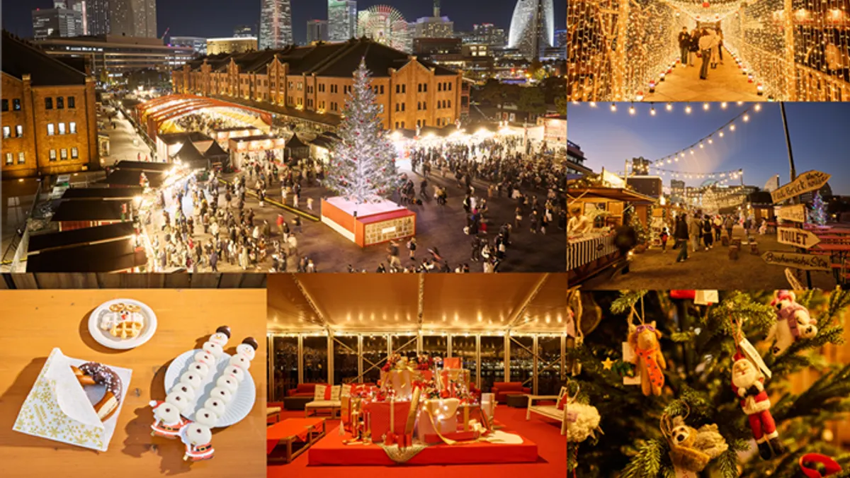 横浜赤レンガ倉庫で過去最大規模のクリスマスマーケットが開催され、巨大ツリーや多数のグルメ・限定企画が楽しめる。(画像/株式会社 横浜赤レンガ提供) 横浜赤レンガ倉庫で過去最大規模のクリスマスマーケットが開催され、巨大ツリーや多数のグルメ・限定企画が楽しめる。(画像/株式会社 横浜赤レンガ提供)