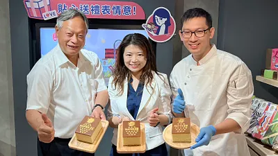 行政院農業委員會水土保持局副局長林長立(左)、一之鄉總經理丁崇閔(中)。(圖/陳又嘉攝)