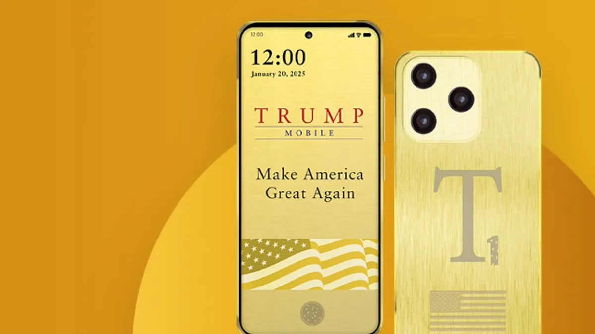 全体がゴールドカラーのトランプ携帯が予約開始された。(トランプモバイル公式サイトより)