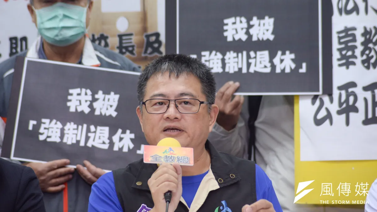 「荒唐的制度下,教師法造就全教總成了教育界特大隻的怪獸?」圖為全教總理事長張旭政。(資料照,甘岱民攝)