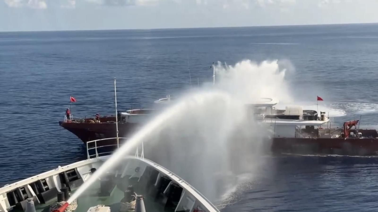 中國漁船闖東沙禁限制水域 海巡雲林艦開水砲90秒強勢驅離