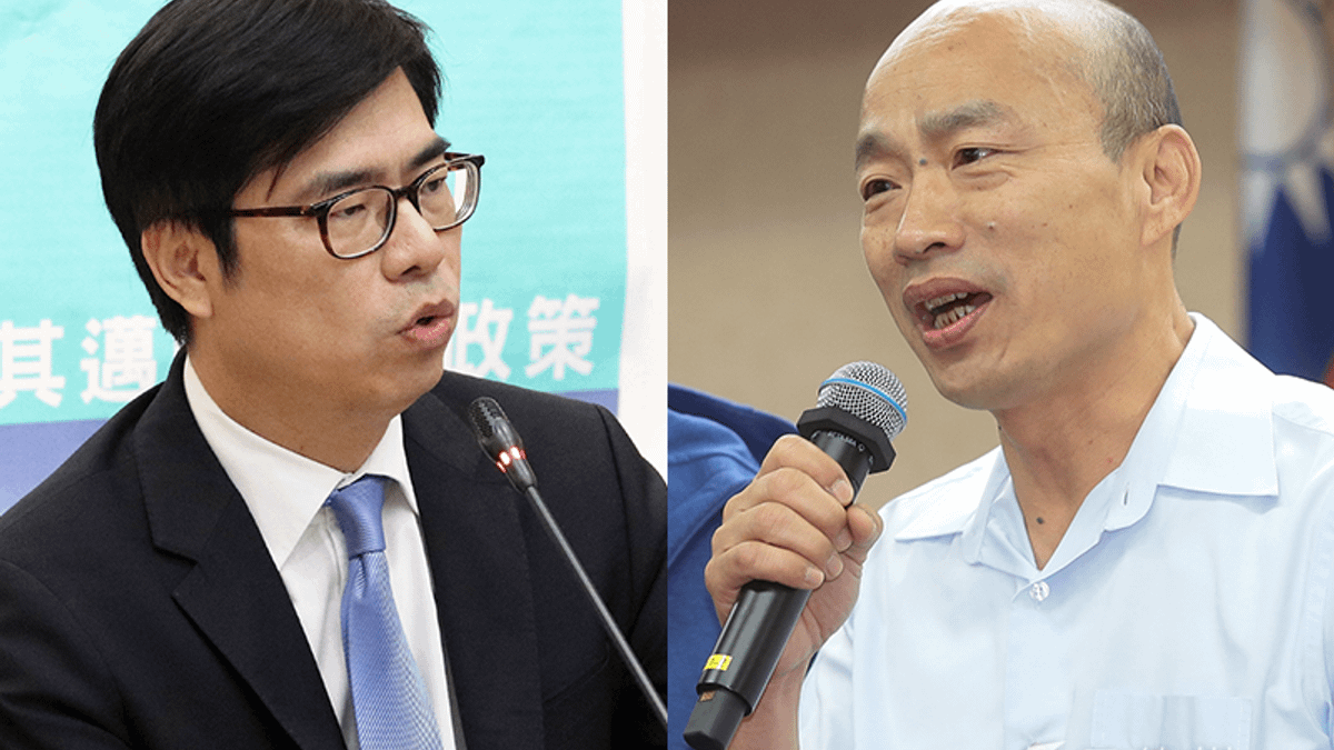 民進黨高雄市長參選人陳其邁(左)和國民黨候選人韓國瑜(右)。(蘇仲泓、顏麟宇攝) 民進黨高雄市長參選人陳其邁(左)和國民黨候選人韓國瑜(右)。(蘇仲泓、顏麟宇攝)