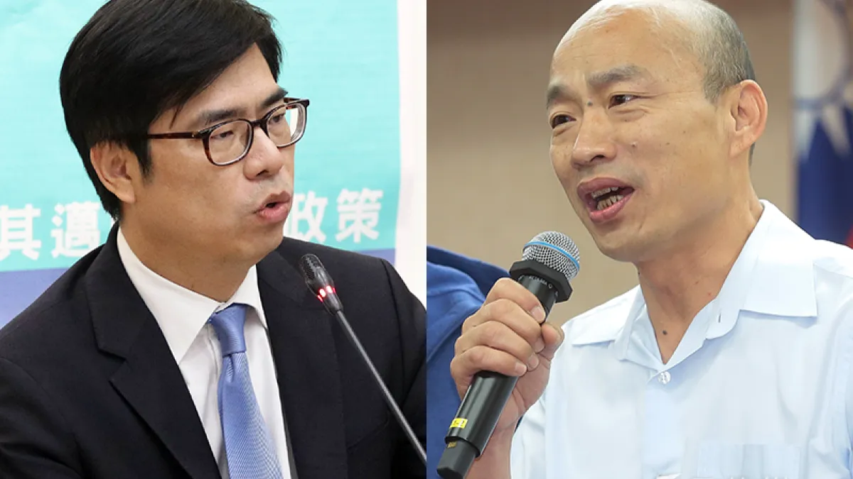 民進黨高雄市長參選人陳其邁(左)和國民黨候選人韓國瑜(右)。(蘇仲泓、顏麟宇攝)