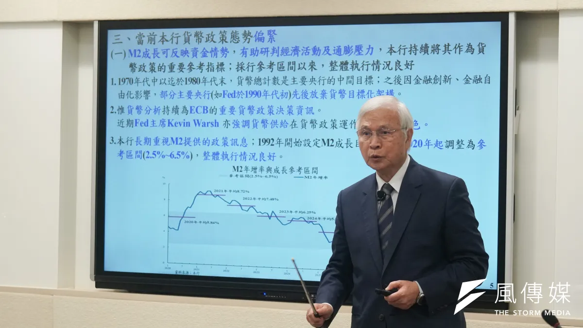 央行總裁楊金龍主持記者會,說明最新決議內容與政策考量。(蔡親傑攝)