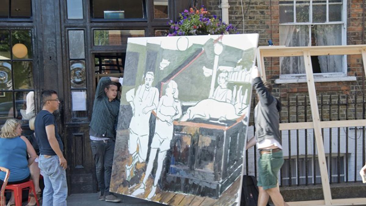 中國藝術家劉小東2013年與利森畫廊合作,在倫敦馬里波恩區寫生。 中國藝術家劉小東2013年與利森畫廊合作,在倫敦馬里波恩區寫生。