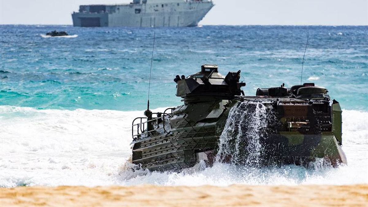 美軍的兩棲突擊載具(AAV)。(美國海軍官網) 美軍的兩棲突擊載具(AAV)。(美國海軍官網)