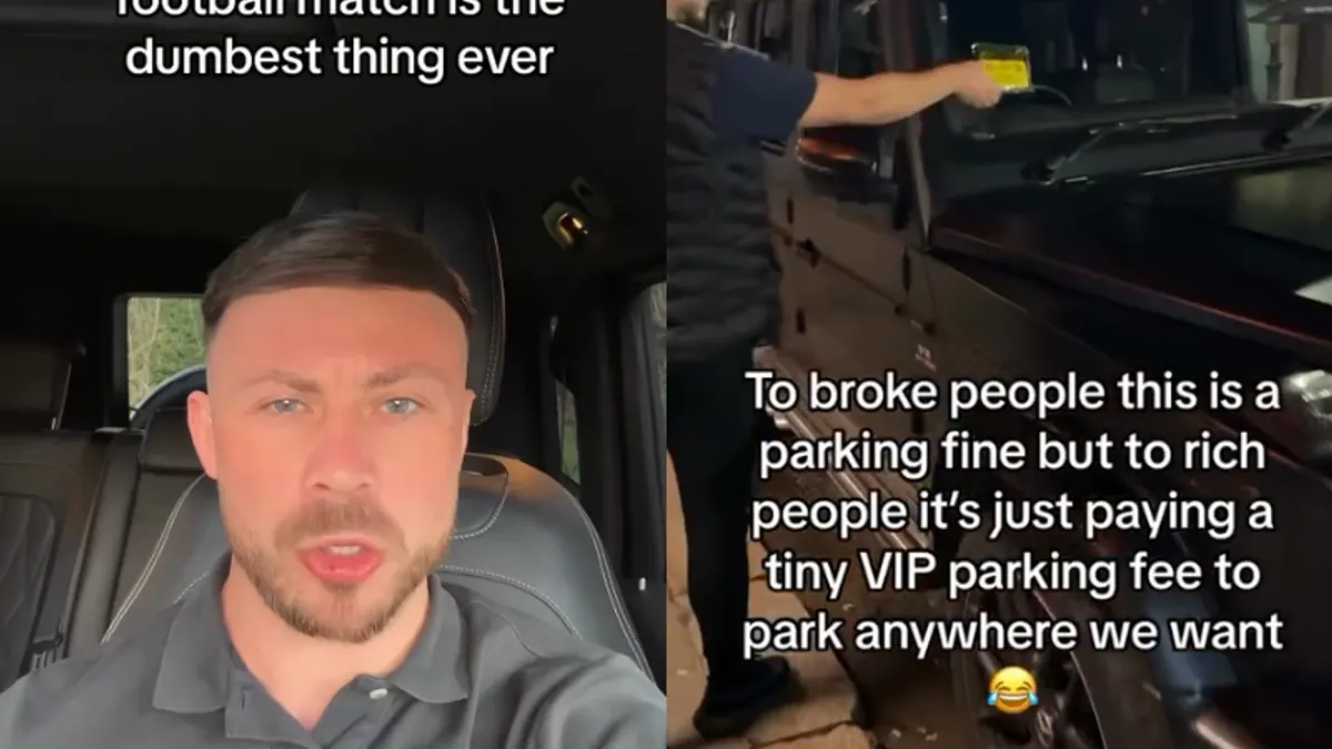 一英國富豪德多次違停在殘障車位和雙黃線上,更囂張宣稱違規停車對有錢人來說只是一種「VIP停車費」。(圖/翻攝自IG/Luke Desmaris) 一英國富豪德多次違停在殘障車位和雙黃線上,更囂張宣稱違規停車對有錢人來說只是一種「VIP停車費」。(圖/翻攝自IG/Luke Desmaris)